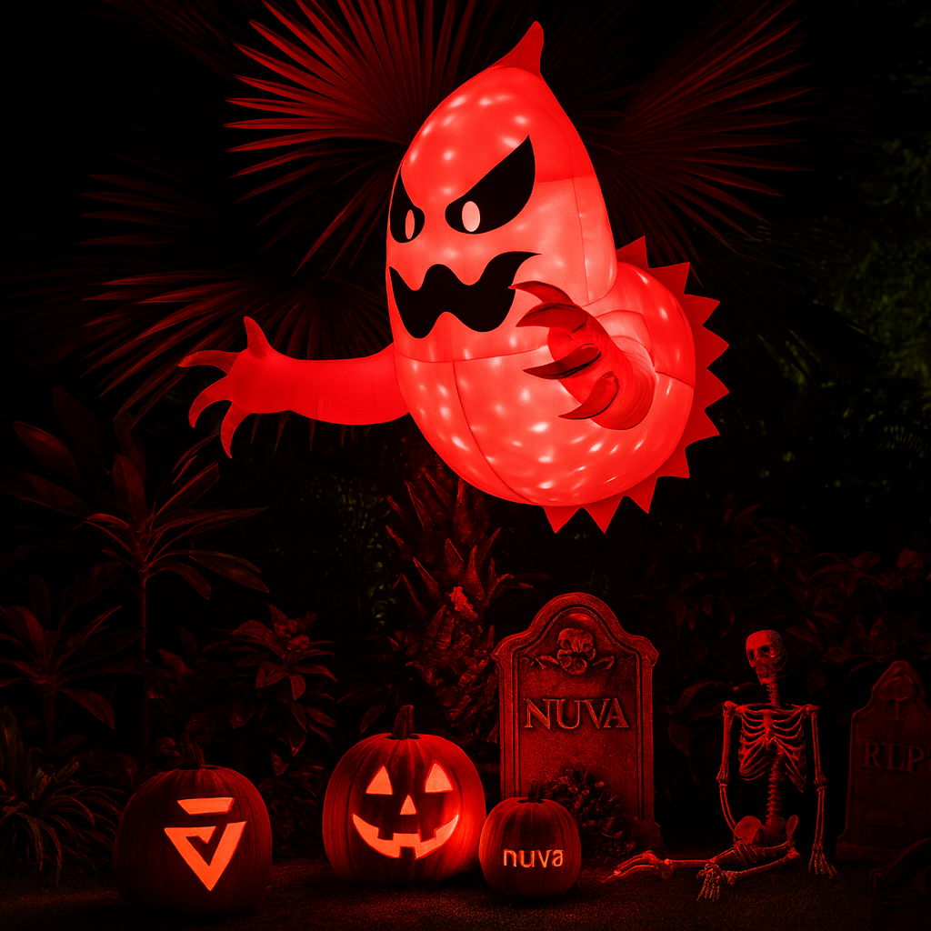 Inflatable Ghost Halloween Decoration with Light – USB Powered Color-Changing LED