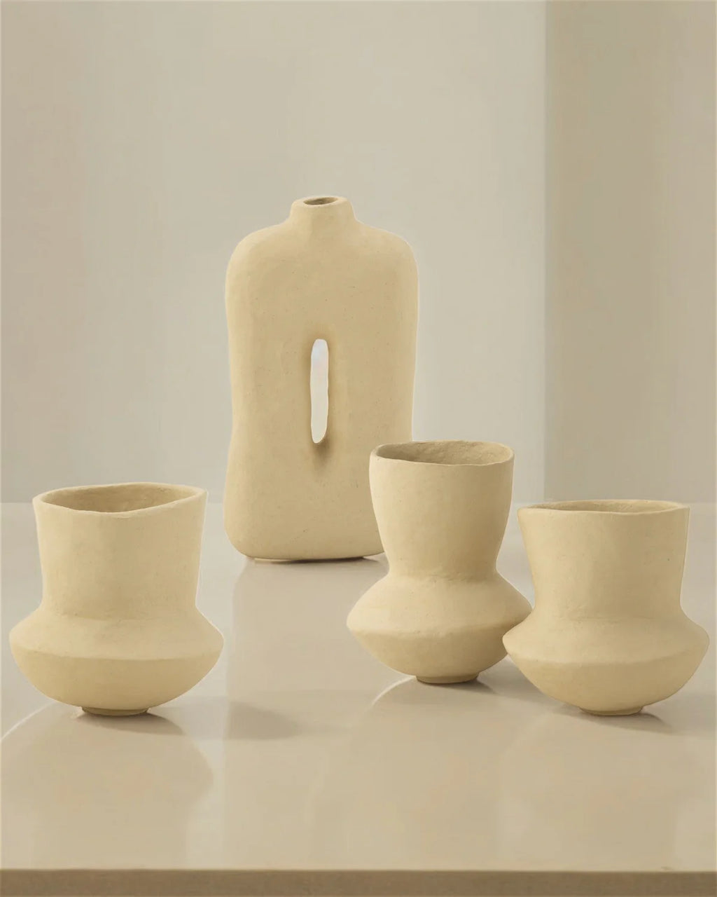 Square Papermache Plant Pot – 50 cm Natural Tone