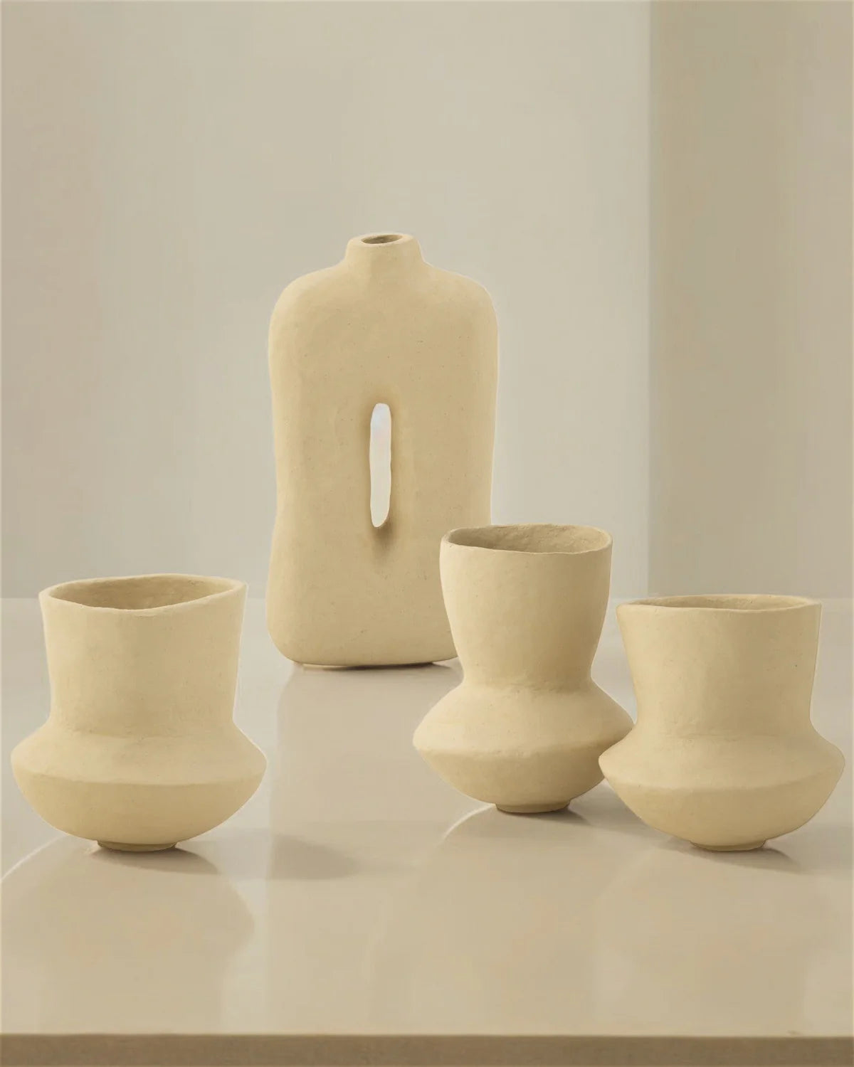 Square Papermache Plant Pot – 50 cm Natural Tone