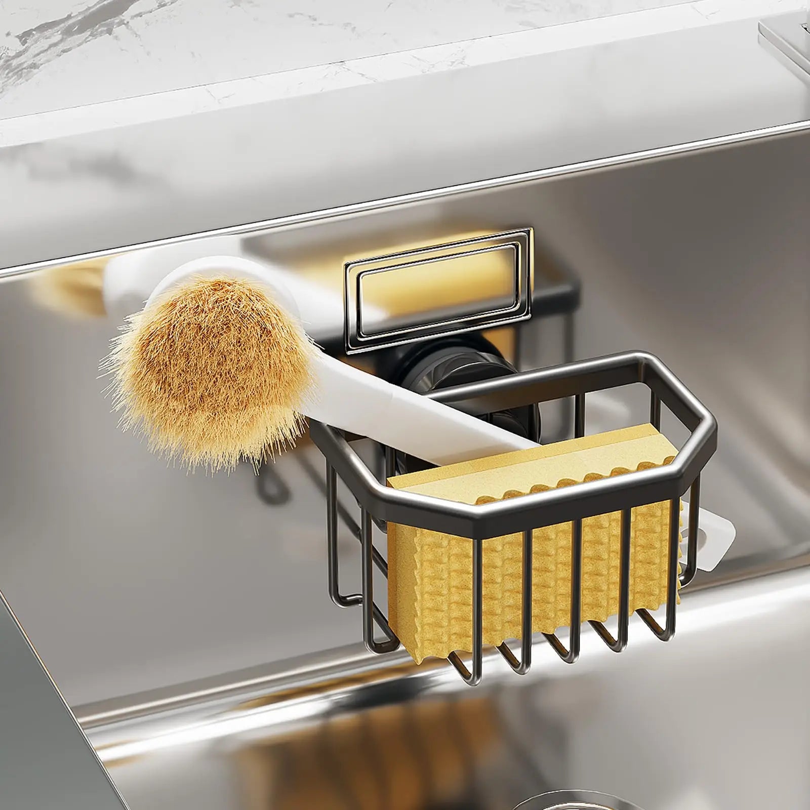 Suction Cup Sponge Holder for Sink – Waterproof Kitchen Sink Caddy Organizer 0