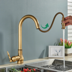 Timeless Antique Brass Kitchen Faucet – Vintage Style with Modern Functionality