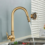 Timeless Antique Brass Kitchen Faucet – Vintage Style with Modern Functionality