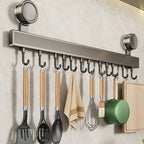 Wall-Mounted Kitchen Rack with Utensil Holder – No-Drill Organizer Rail 7