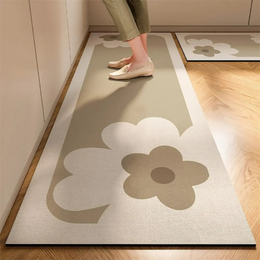 Anti-Fatigue Kitchen Rug – Absorbent Fiber Door Mat with Non-Slip Rubber Backing