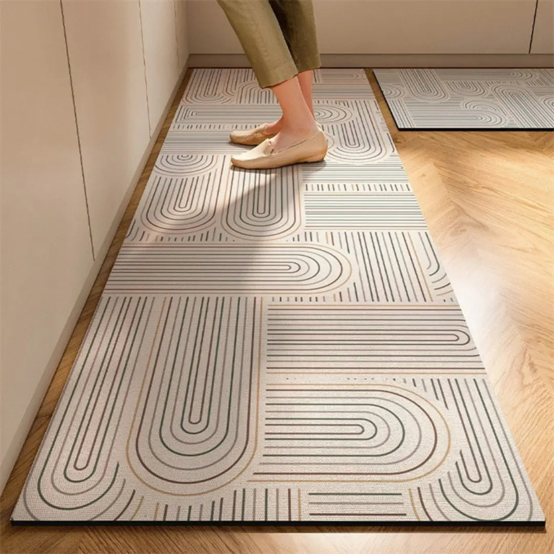 Anti-Fatigue Kitchen Rug – Absorbent Fiber Door Mat with Non-Slip Rubber Backing