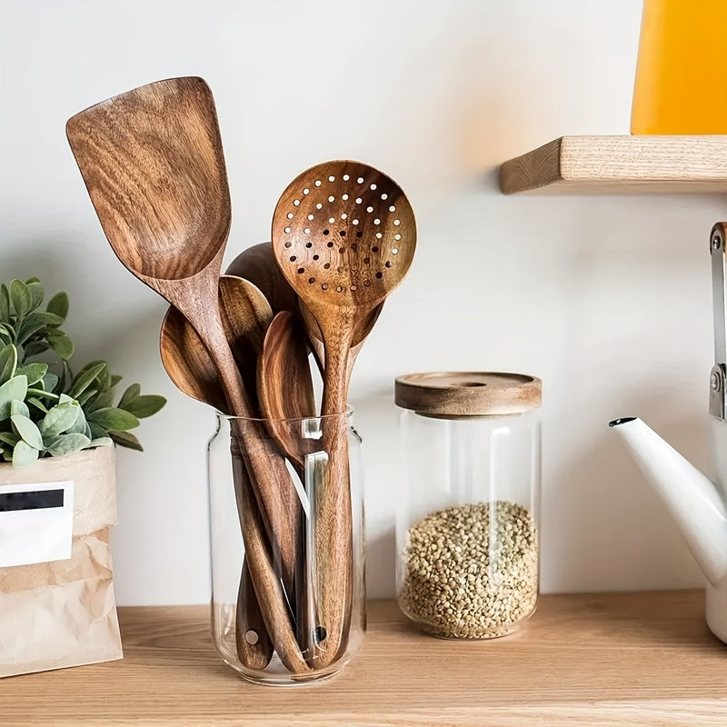 Wooden Kitchen Utensil Set – 5-Piece Ergonomic Cooking Tools for Home Chefs 1