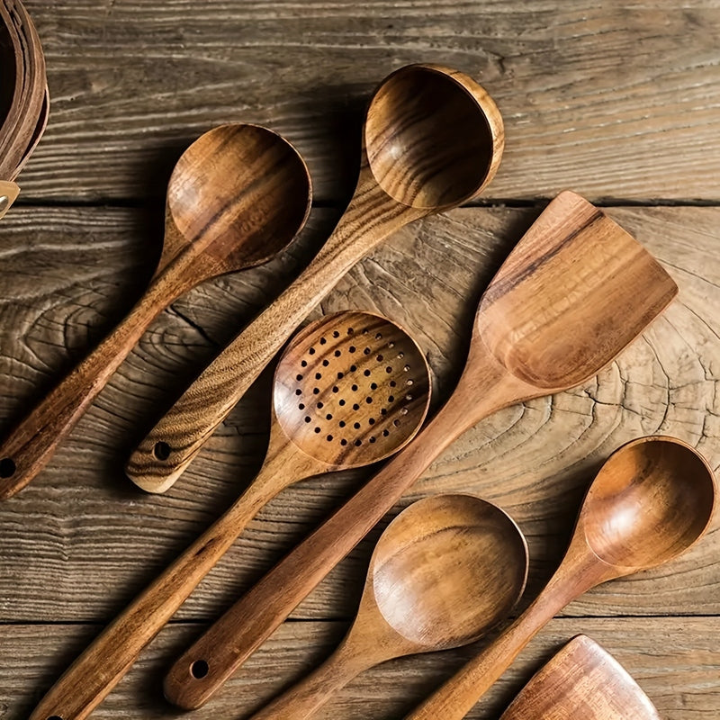 Wooden Kitchen Utensil Set – 5-Piece Ergonomic Cooking Tools for Home Chefs 2