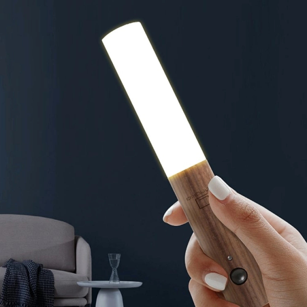 Wooden Night Lamp with Motion Sensor – USB Rechargeable Warm Light for Home
