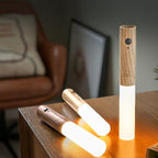 Wooden Night Lamp with Motion Sensor – USB Rechargeable Warm Light for Home 0