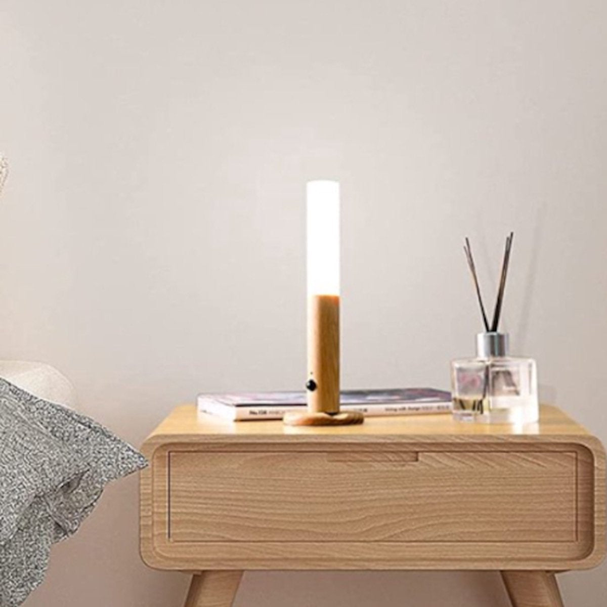 Wooden Night Lamp with Motion Sensor – USB Rechargeable Warm Light for Home 2