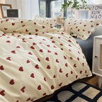 Heart Motif Duvet Cover Set – Cozy Bedding for Couples in Soft Polyester